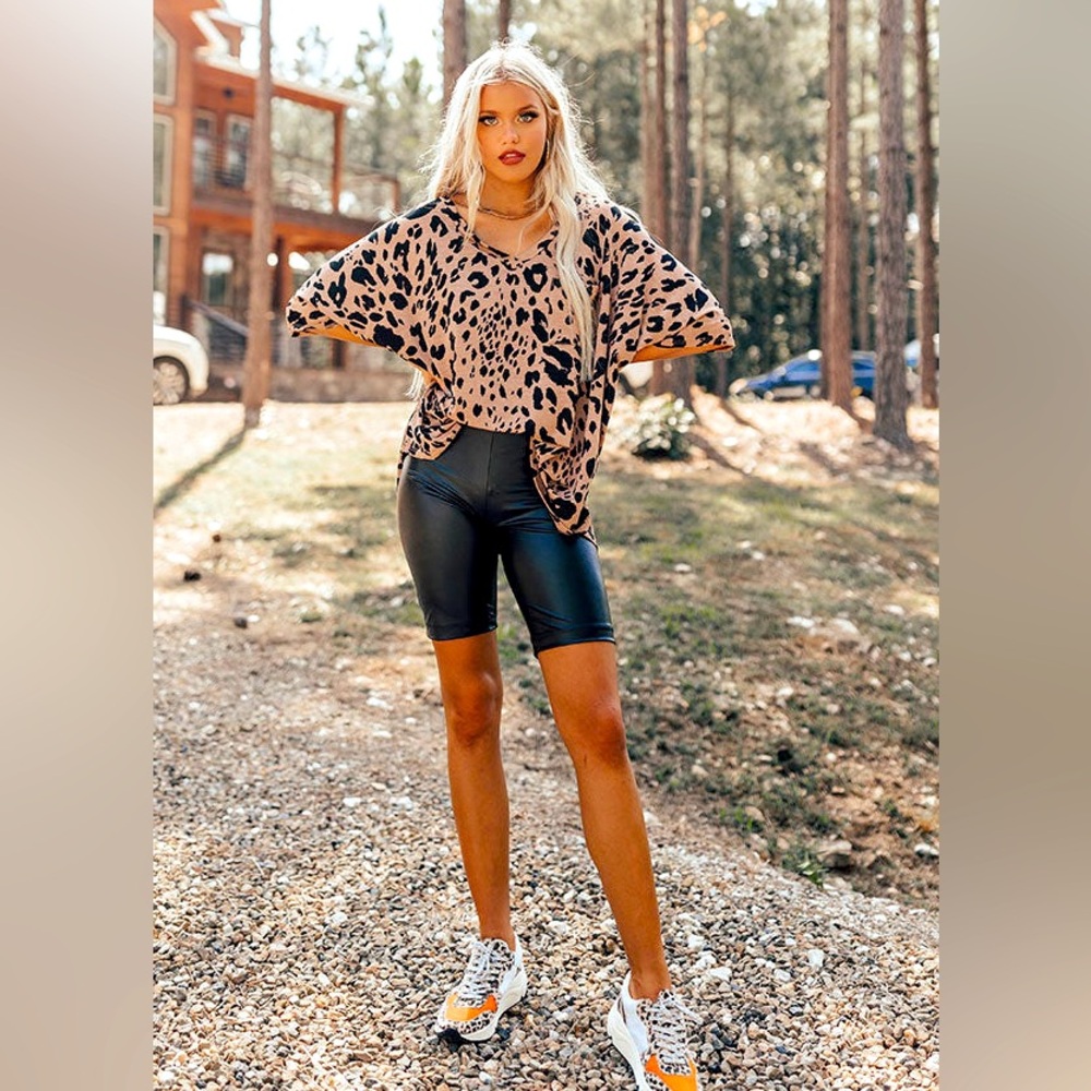 Faux Leather Biker Shorts